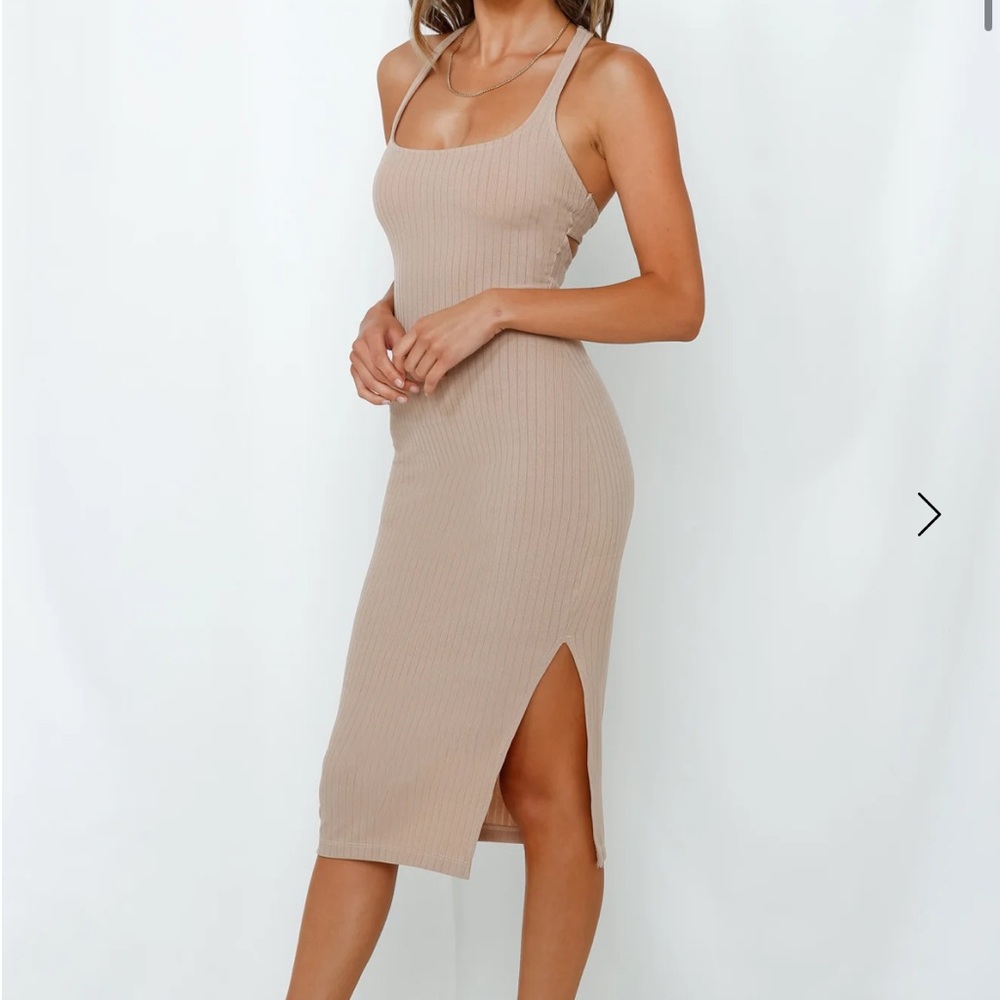 Hello Molly Tan Midi Dress